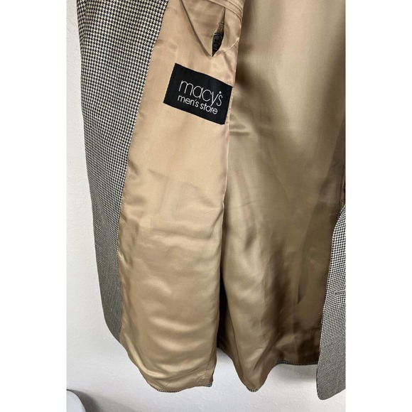 Lauren Ralph Lauren Men's 40L Tan Houndstooth Suit Jacket w/ Shoulder Padding - Picture 7 of 9
